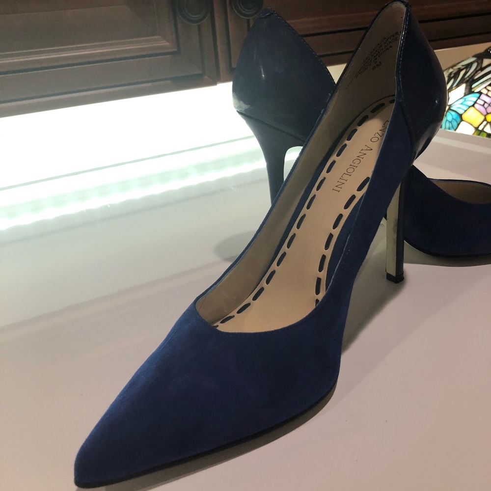 Enzo Angiolini Royal Blue Suede and Patten Heels